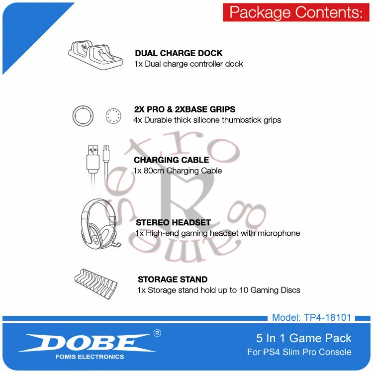 DOBE 5 в 1 игровой пакет стерео гарнитура с микрофоном аксессуары комплект для PS4 Playstation 4 ПК ноутбук с двойной зарядной док-станции