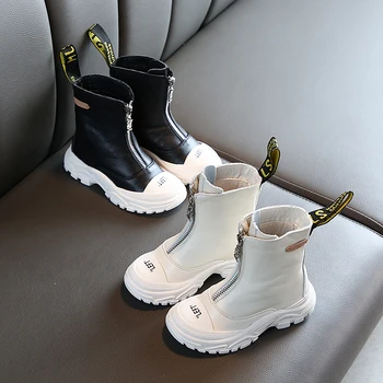 

Children's Shoes 2019 New Fashion boys girls Geniune leather Martin boots Anti-kick Soft bottom Wearable boots size 26 to 37