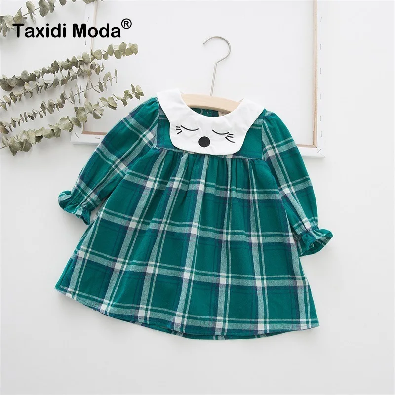 Новинка 2019 года сезон осень 100% Хлопковое платье в клетку для маленьких девочек