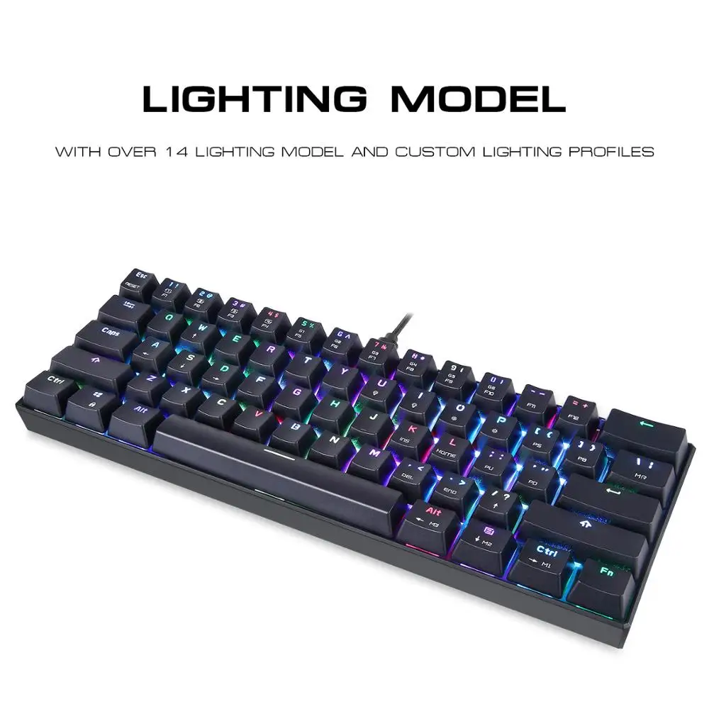 Motospeed CK61Gaming механическая клавиатура Английский красный переключатель синие металлические Проводные светодиодный фоновая подсветка RGB Anti-Ghosting для геймера