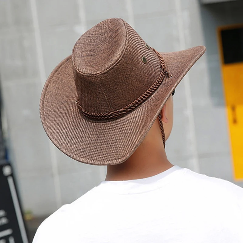 New Linen Men Summer Sun Hats Solid 