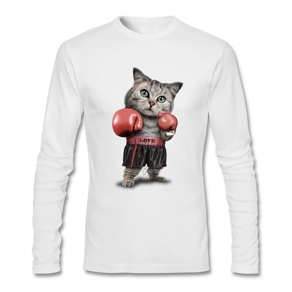 CatBoxinger футболка на заказ с длинным рукавом мужская футболка популярная команда o-образным вырезом хлопковые футболки - Цвет: Белый