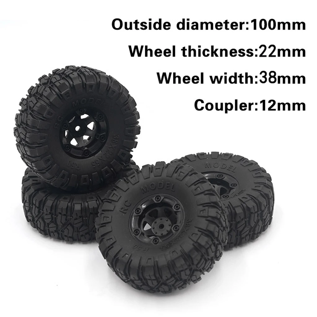 Radio-Controlled RC Crawler R 100mm Tyres 55mm Wheel Hub Tires for RC Car Accessories Parts