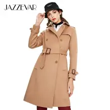 JAZZEVAR Новое поступление осеннее женское пальто цвета хаки высокое качество двубортный модный стиль женская одежда N9065
