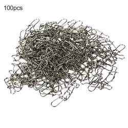 100Pcs Fishing Tackle 15/17/22mm Stainless Steel Swivel Solid Snaps Connectors