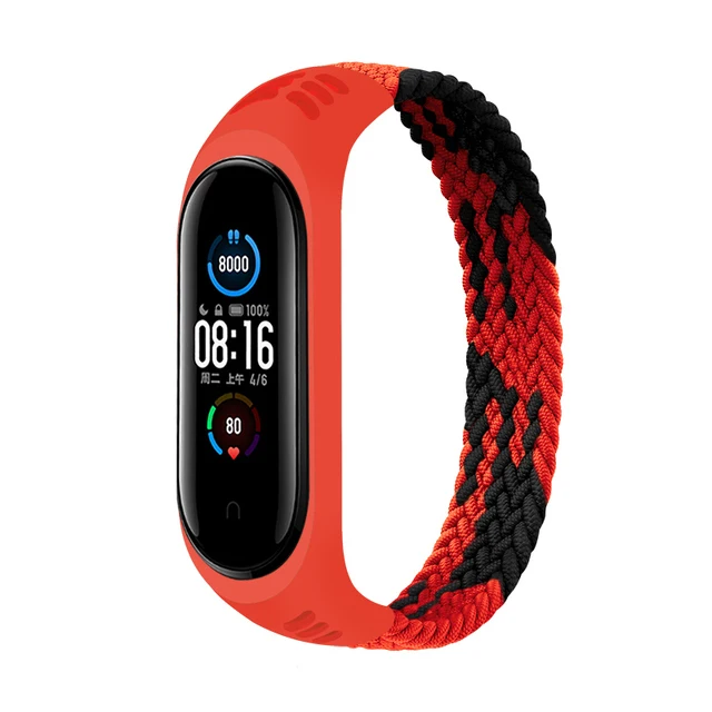 Nylon Braided Solo Loop for Xiaomi Mi band 5 6 Strap Bracelet belt Mi band 3 Miband 4 Wristband for xiaomi Mi band 7 5 watchband Black red