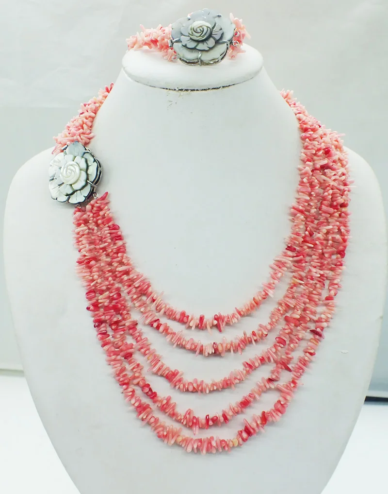 Классическое Свадебное коралловое ожерелье 5th floor Pink red color нигерийская невеста.
