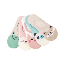 5 пар/лот, женские носки, яркие цвета, маленькие животные, мультяшный рисунок, носки-лодочки для лета, дышащие, повседневные, для девочек, забавные, модные