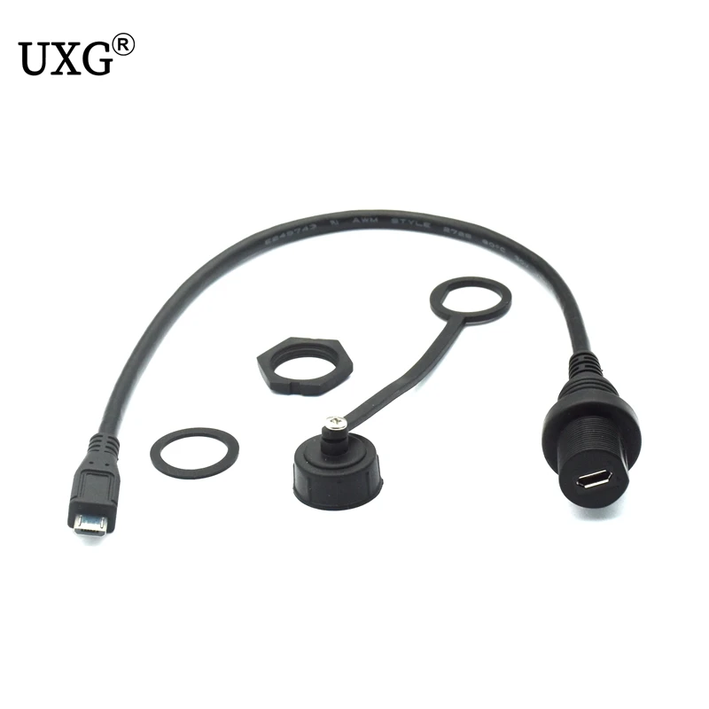 Водонепроницаемый кабель IP67 Micro USB 2 0 5pin IP 67 штекер гнездо панель