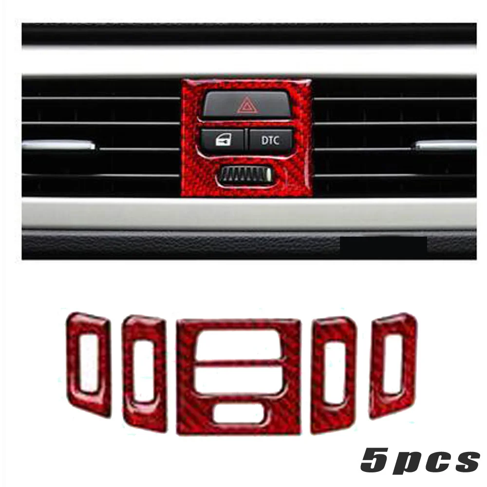 

5pcs Carbon Fiber Central Air Outlet Trim Strip Car styling For BMW 3 Series E90 E92 E93 2005-2012 Air Outlet Trim Strip