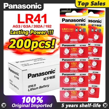 

200pcs/lot 100% Original SR41 AG3 G3A L736 192 392A Panasonic LR41 Button Cell Battery Zn/MnO2 1.5V Lithium Coin Batteries LR 41