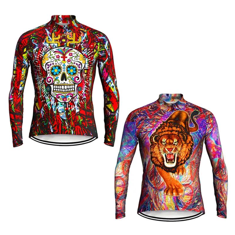Long Sleeve Skull Ghost Style Cycling Jersey Dry Breathable MTB Tops ...