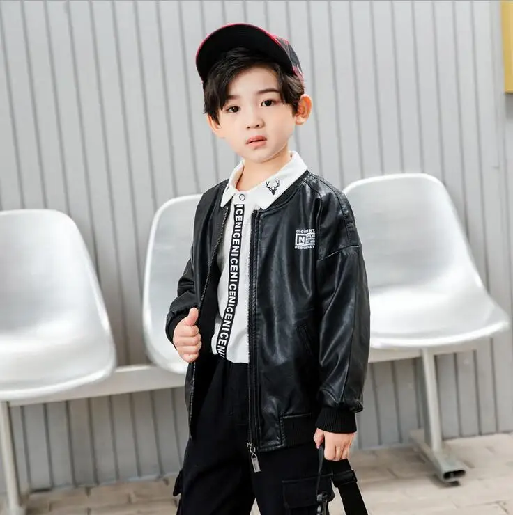 Spring Autumn Boys Clothes Sets Boys Faux leather coat+ shirts+ jeans 3PCS Sport Suit Infants Children Clothing Sets