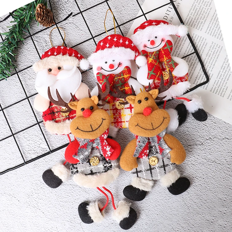 Cute Christmas Doll Long Leg Santa Clause Snowman Elk Ornament Christmas Tree Hang Pendant Kids Toy Christmas Decor for Home
