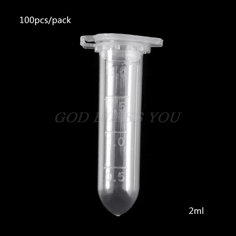 100 Packs 2 Milliliter Micro Centrifuge Tubes with Snap Cap Test Tube