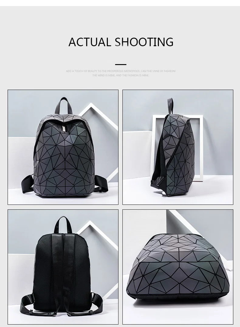 Новые светящиеся Для женщин рюкзак Для мужчин 15 дюймов рюкзак для ноутбука рюкзаки школьные сумки с голографической отделкой в виде геометрических фигур дорожная сумка Mochila