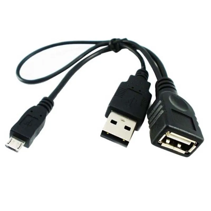 Micro USB 2,0 5-контактный кабель хоста OTG адаптер с USB Мощность для сотового телефона подставки для мобильных телефонов и планшетов внешний U диск читателя кабель
