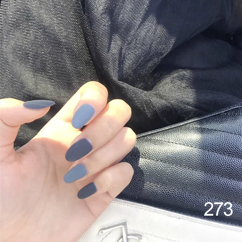 style273 Новые одноцветные матовые надавливающие ногти, Модные Цветные ножные наконечники для ногтей для девочек, сделай сам, искусственные ногти с клеевой наклейкой на ногти - Цвет: style273