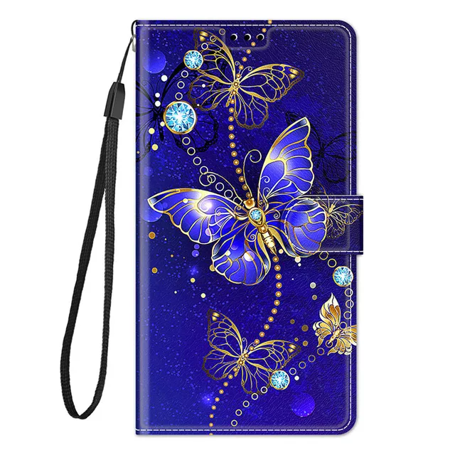 For Xiaomi Poco X3 Cartoon Butterfly Case Capa on Xiomi Poco X3 Pro NFC POCOX3 Case Card Slot Wallet Leather Magnetic Book Cover R10
