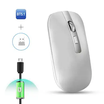 

2.4G Wireless Mouse Bluetooth 5.1 Mouse Metal Wheel Mute Rechargeable Mouse Ergonomics Optical Office Mouse For PC Laptop
