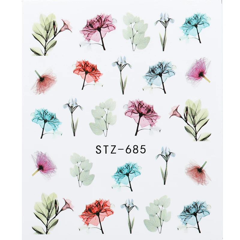 Хорошо Продаем 3D рельефные наклейки на ногти Цветок Клей DIY маникюр слайдер дизайн ногтей декоративные наклейки - Цвет: STZ-685