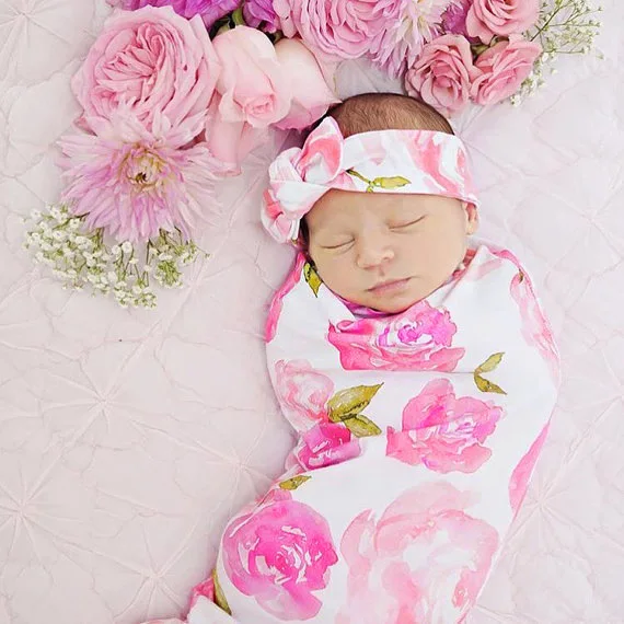 Новорожденный Фотография реквизит малыш мальчик девочка цветочный мягкая пеленка муслин одеяло детская пеленка новорожденный фотография - Цвет: Color 1