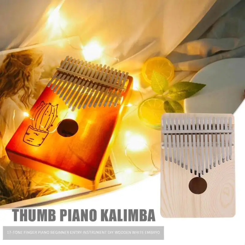 17 ключ Африканский калимба палец пианино деревянный Sanza Mbira калимба играть с гитарой DIY Дерево Белый эмбрион Музыкальные инструменты