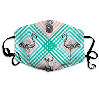 

Beautiful Floral Tropical Pineapples Flamingos Washable Reusable Mask, Cotton Anti Dust Half Face Mouth Mask For Kids Teens