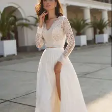 Ruolai Romantic Lace Long Wedding Dress Layered Bridal Gowns