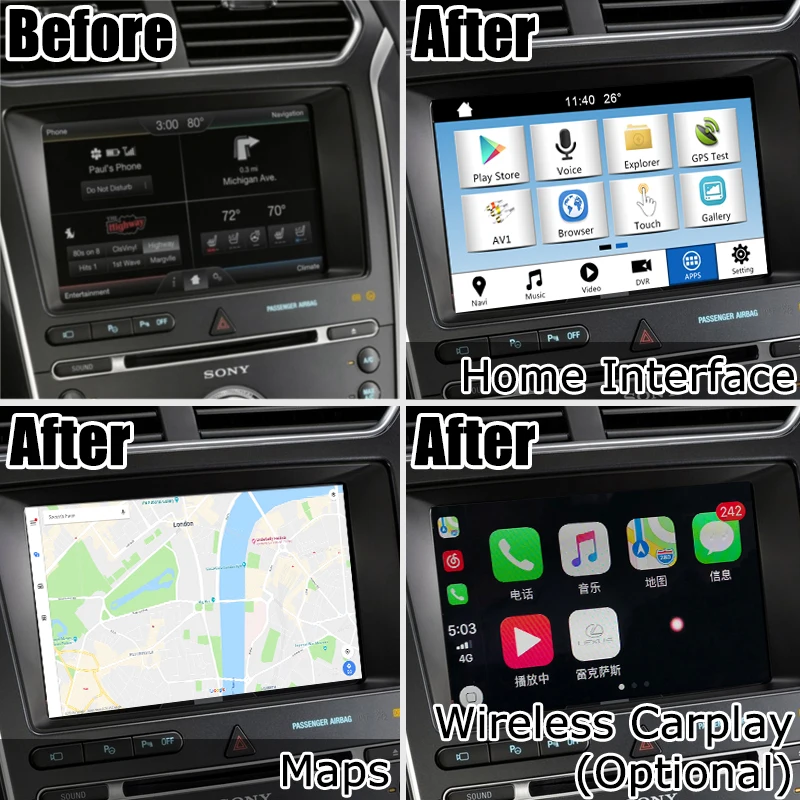 Интерфейсная коробка для Android / carplay Ford Explorer Everest Ranger GPS навигация видеоинтерфейс