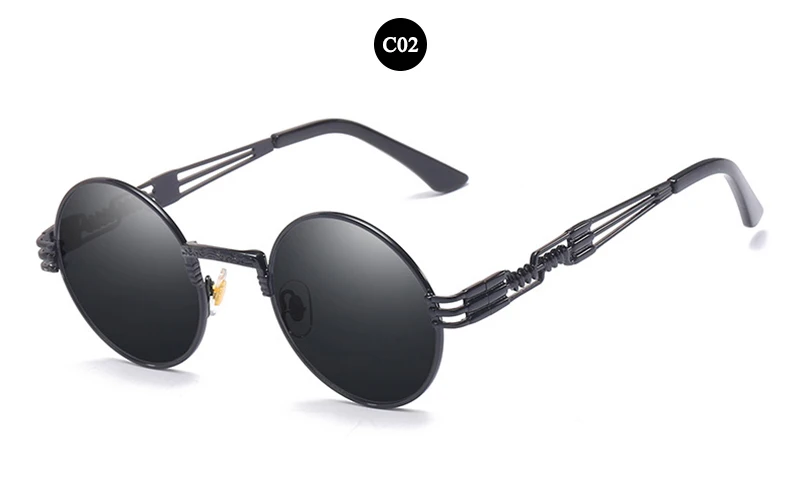 Ретро Для мужчин стимпанк Sunglassses Круглые Солнцезащитные очки для Для женщин леди, круглой формы, без вентиляционных отверстий без градуса 90S Мода Хиппи очки