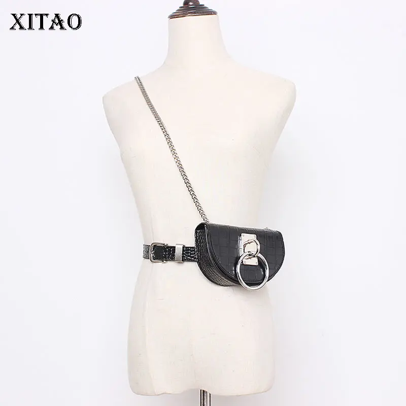 XITAO 2020 Trend New Chain Belt Bag Pu Girdle Streetwear Wild Twotwinstyle Corset Cummerbunds Ring Decoration GCC3534 | Аксессуары для