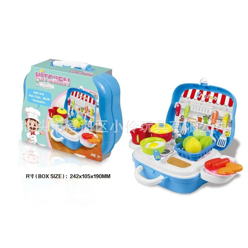 

Children Model Kitchen Tableware Slicer Tool Kit Play House Food Suitcase Tableware Taiwan Toy