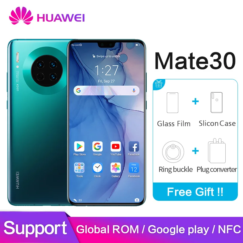 Оригинальный мобильный смартфон huawei mate 30 NFC с глобальной ПЗУ Google Play 8 Гб 128 ГБ huawei mate30 40 МП Kirin 990 6,62 "2340X1080 40 Вт