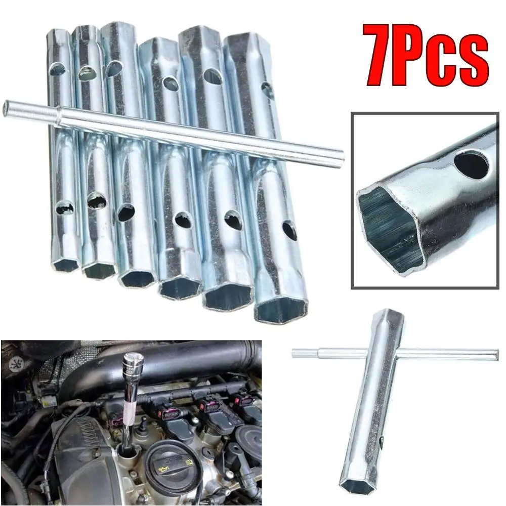 

6-17mm Tubular Box Wrench Socket Set Double End Spark Plug Spanner Removal Tool Car Accessory