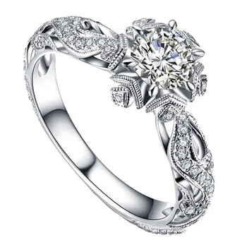 

2020 New Exquisite Hollow Out Rings Women's Large Diamond Mosaic Propose Confession Ring Jewelry Girl Gifts Kolczyki Damskie