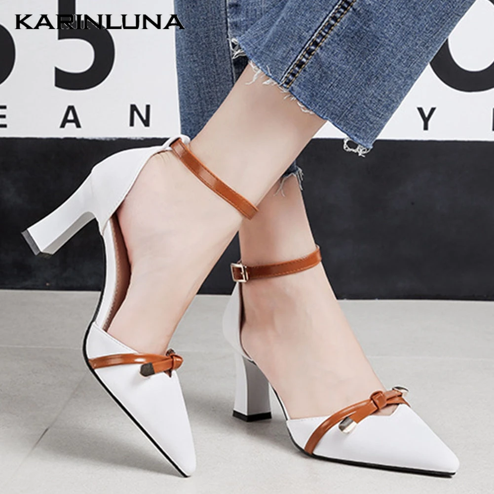 

Karinluna New Wholesale High Heels Shoes Woman Sexy Pointed Toe Summer Office Lady two-piece Women Shoes Sandal Female Pumps