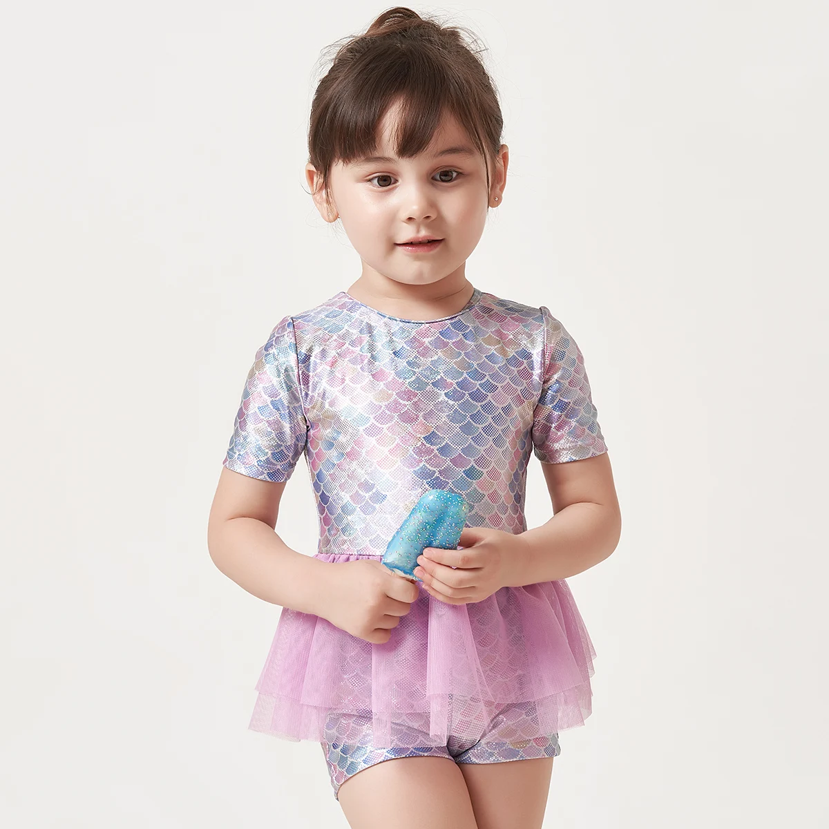 Julysand Girl Swimsuit High-end One Piece Swimsui Kids Lovely Mermaid Mesh Skirt Ruffles Skin CareBathing Suit for Toddler Girls