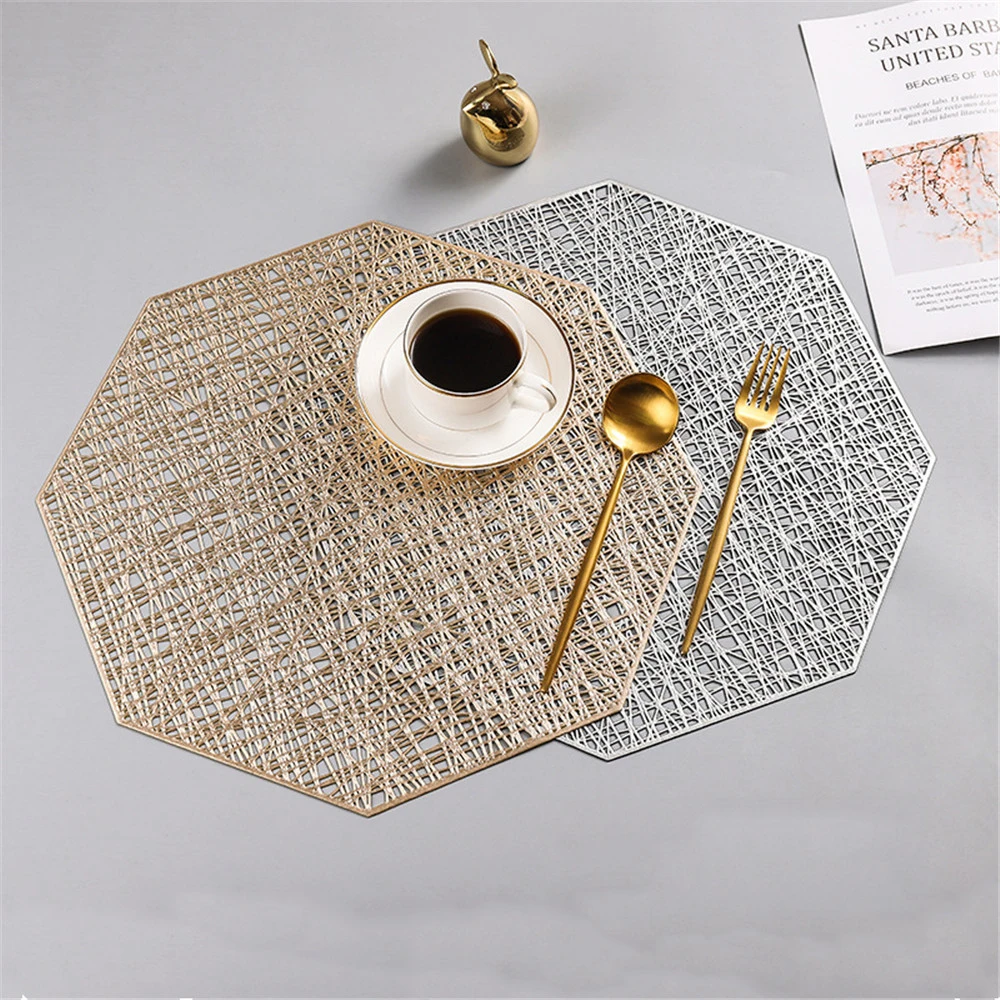 

Creative Octagonal Hollowed Insulated Pad PVC Placemat Dinner Table Mat Anti-scalding Insulation Hotel Restaurant Table Mats Pad