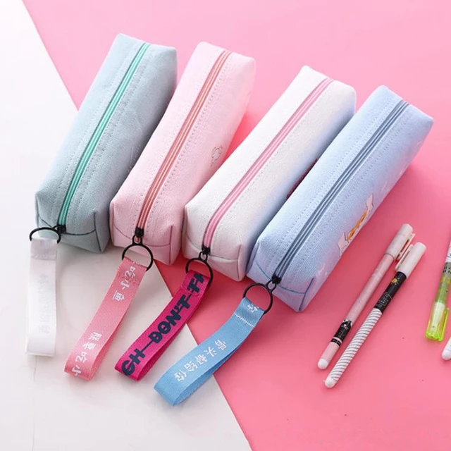 New Concise Solid color Girls student pencil case school pencil