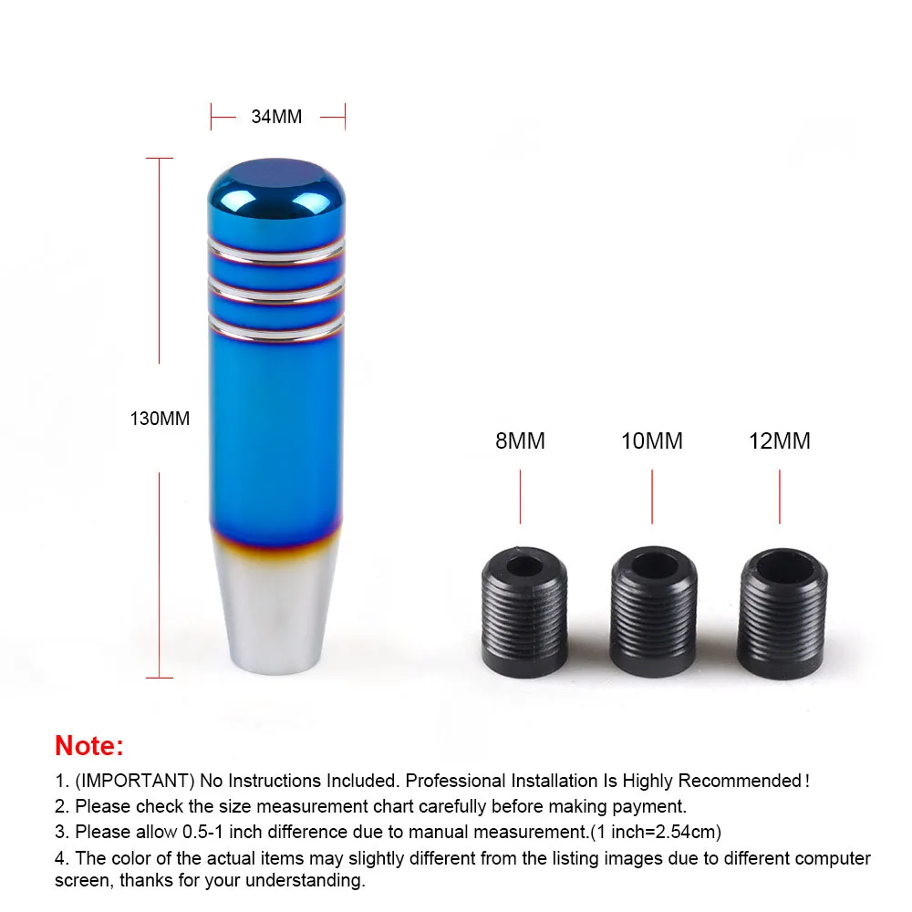 13CM Aluminum Gear Shift Knob Racing Car Universal Manual Transmission Shifter Lever Knob With three adapters gear shift knob
