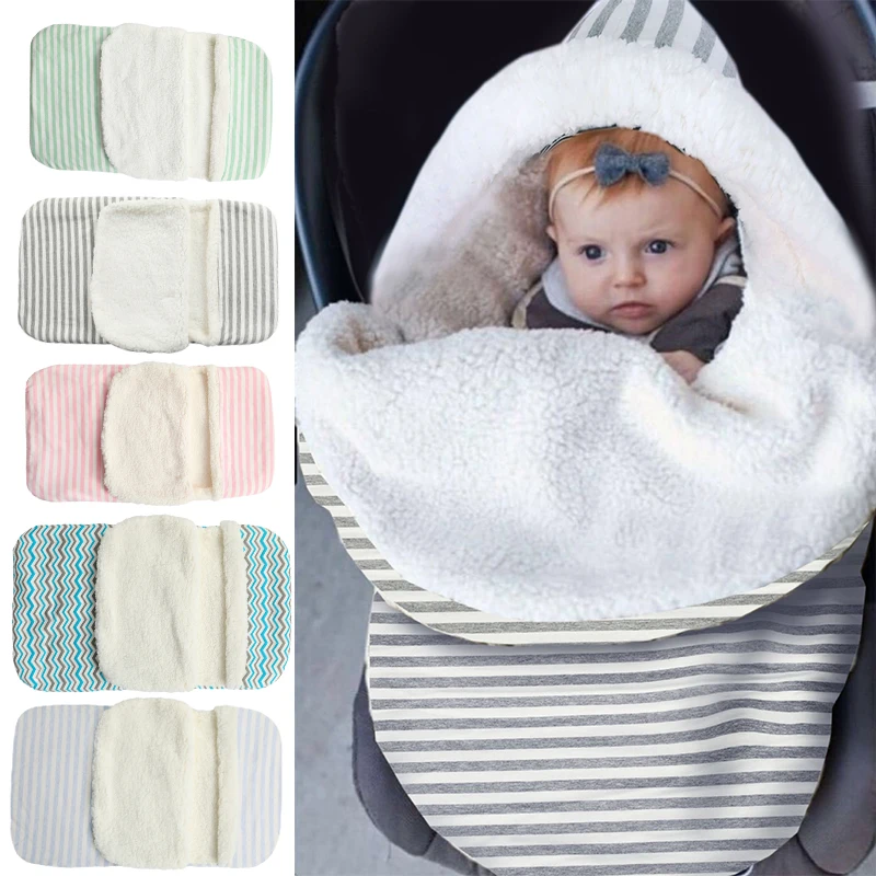 Детская зимняя утолщенная пеленка для сна, однотонная теплая прогулочная коляска, мягкий конверт, спальные мешки для новорожденных, спальный мешок