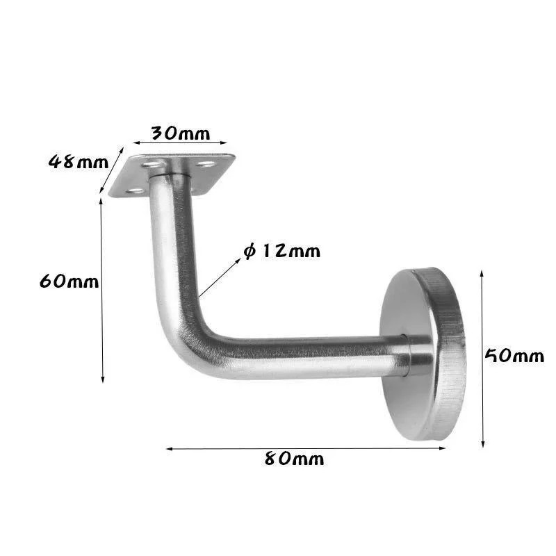 

3 Sizes Handrail Brackets Stainless Steel Wall Stair Hardware Solid L Typed 5pcs