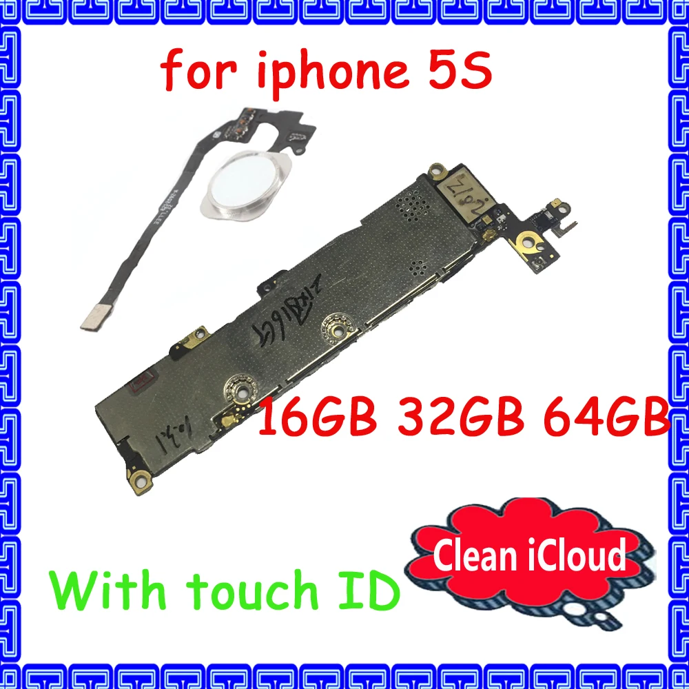 Для iphone 5S Высококачественная разблокированная материнская плата с/без сенсорного ID Хорошая рабочая материнская плата 16 ГБ 32 ГБ 64 ГБ полная логическая плата чипов