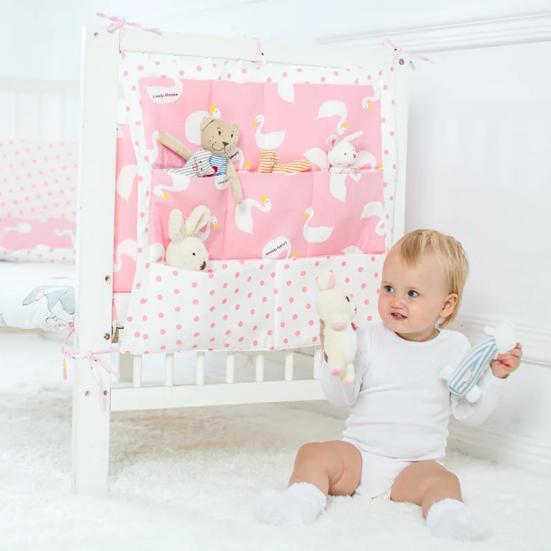 Baby Bett Hängen Lagerung Taschen Baumwolle Neugeborenen Krippe Organizer  Spielzeug Windel Tasche für Krippe Bettwäsche Set