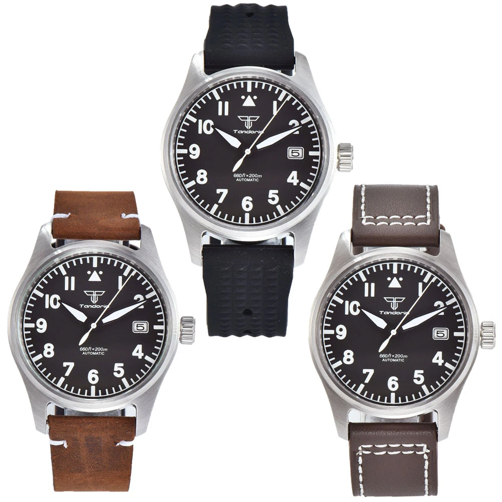 20atm Tandorio Diving Men's Watch Black Dial Sapphire Glass Japan Nh35a