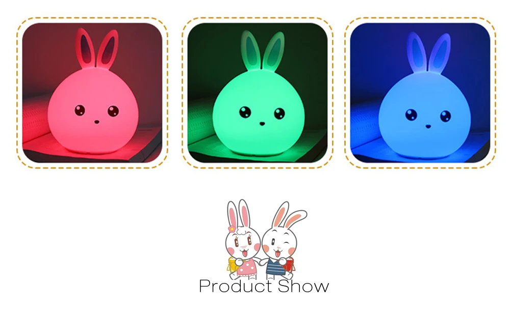 USB Lovely Rabbit Silicone LED Night Light