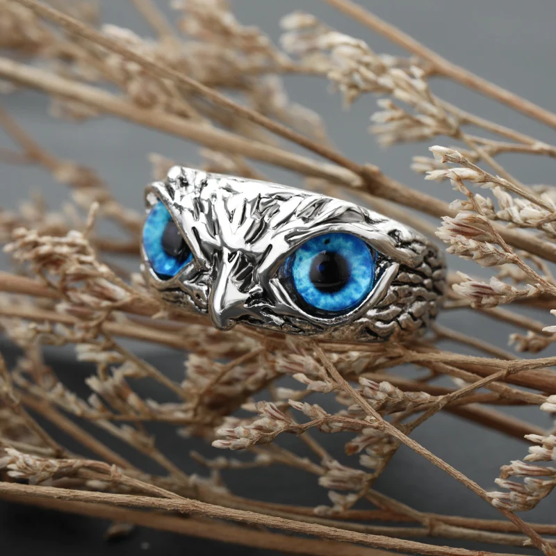 Готическое животное сова кольца для мужчин и женщин кристалл глаза кольцо на