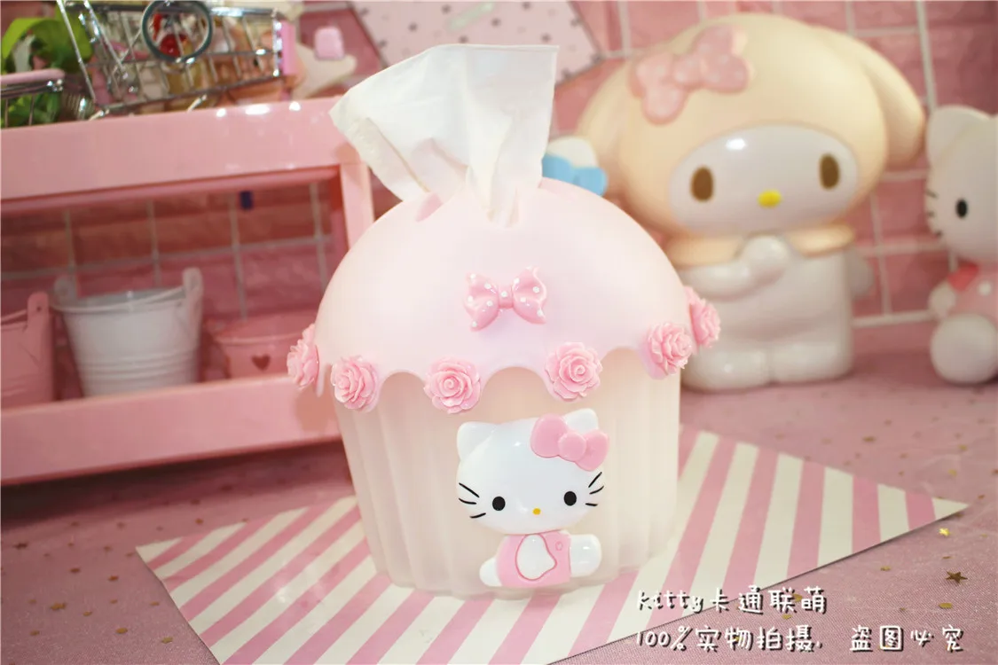 Милый мультфильм розовый Девушка hello kitty cat рулон бумажной трубки папиросный ящик хранилище для туалетной бумаги ведро салфетки Чехол Коробка для салфеток