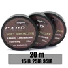 20m Carp Fishing Line Soft Hook Link Uncoated Braid Line Camo Brown Hooklink for Hair Rig 15 25 35LB Carp Coarse Fishing Tackle 6